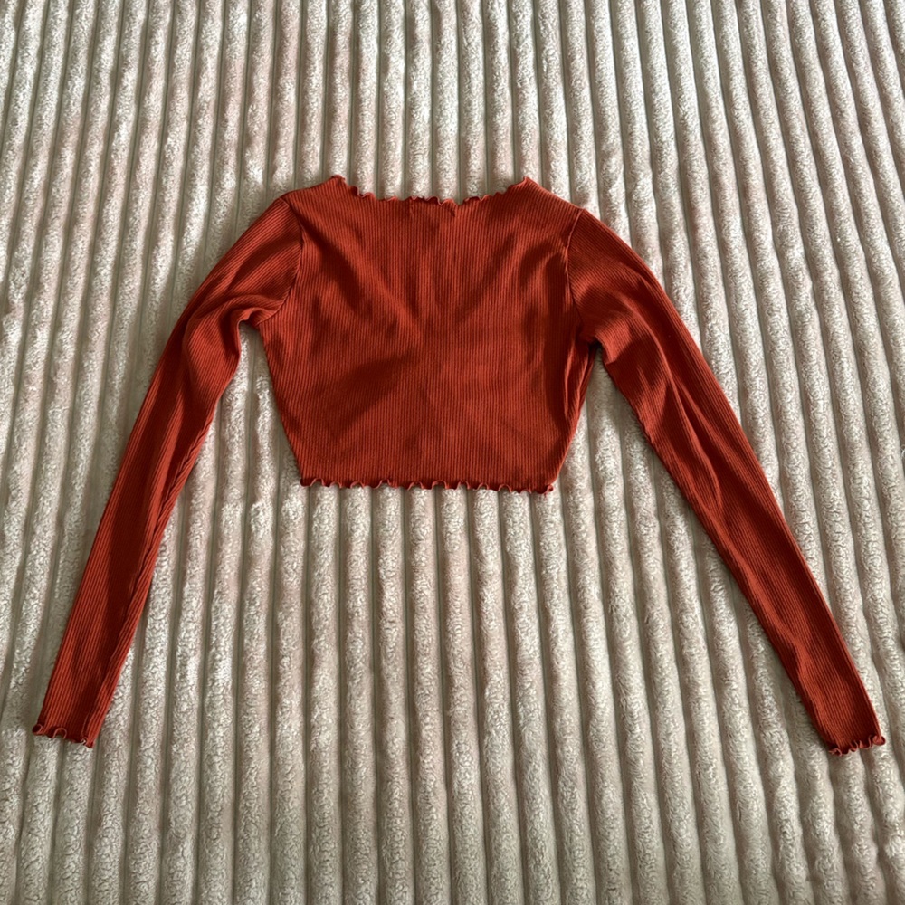 Forever 21 burnt orange Long Sleeve Crop Top - Picture 2 of 8